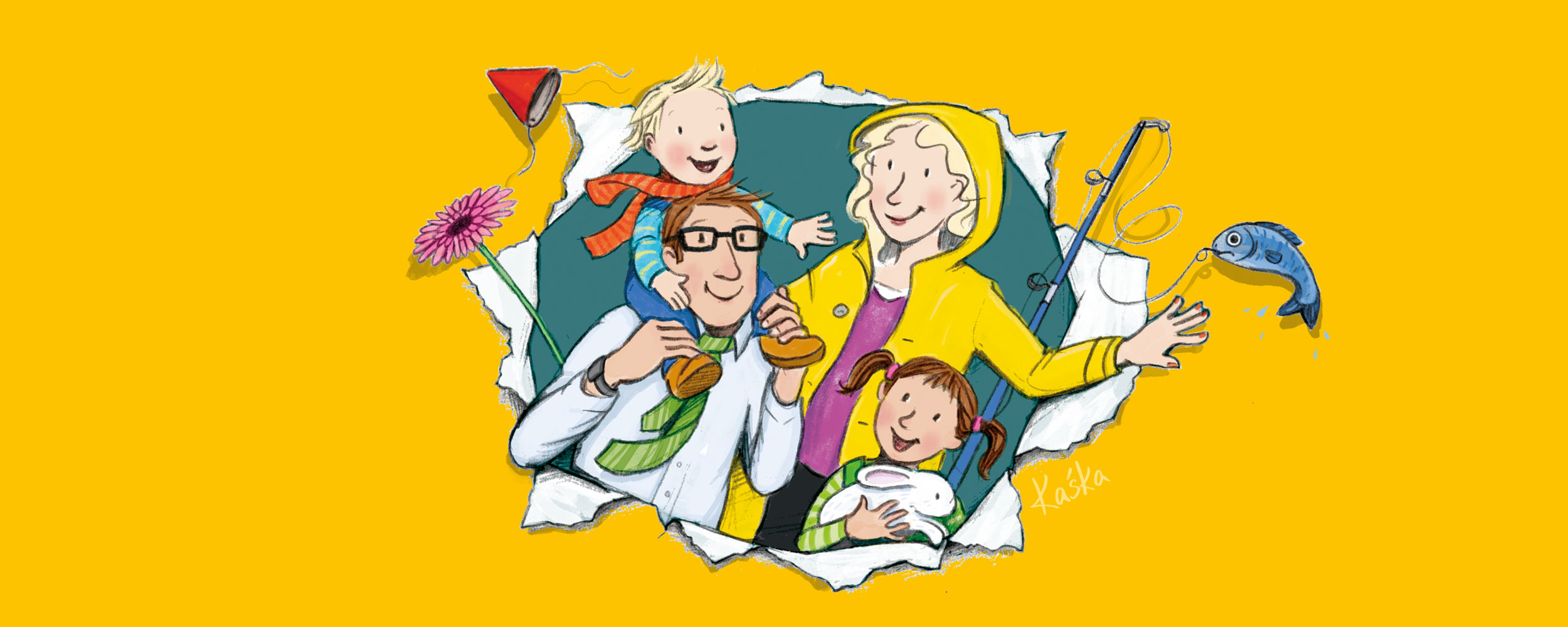 Illustration - Eine lachenden Familie